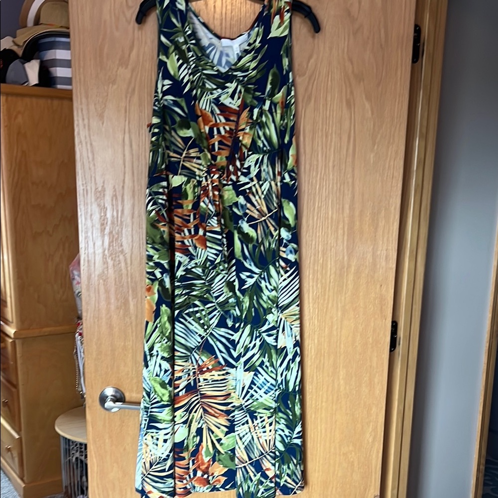 Tropical Print Sleeveless Dress